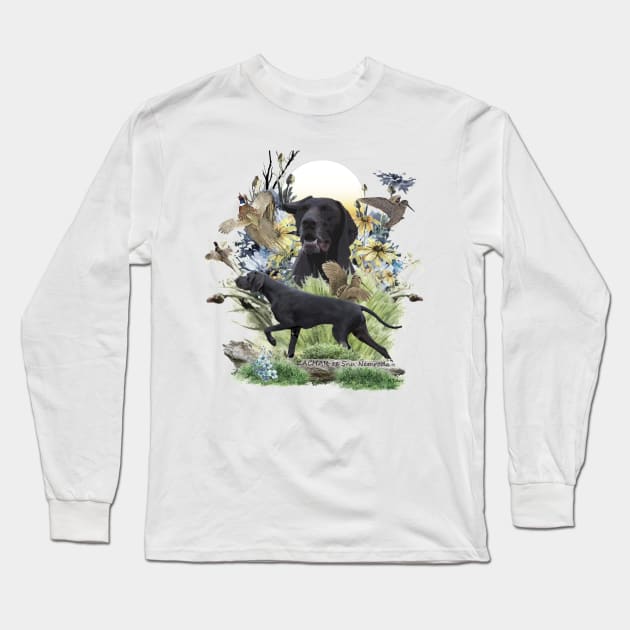 German shorthaired pointer hunting Long Sleeve T-Shirt by German Wirehaired Pointer 